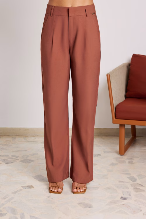 Calça Wide Leg Feminina Sandra Marrom